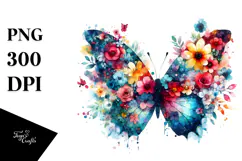 Colorful Butterfly Flowers PNG Product Image 1