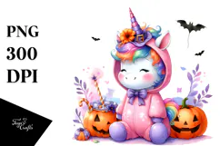 Simple Baby Unicorn in Halloween Costume, Transparent PNG Product Image 1
