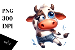 Cute Cow Dancing, Balanced Negative Space PNG Product Image 1