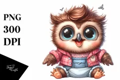 Baby Owl Sitting Dressed with Big Eyes | Clipart Product Image 1