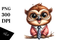 Baby Owl Sitting Dressed with Big Eyes | Clipart Product Image 1