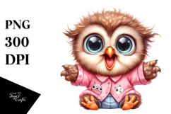 Baby Owl Sitting Dressed with Big Eyes | Clipart Product Image 1