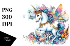 Baby Unicorn at Viennese Ballroom, Magical PNG Product Image 3