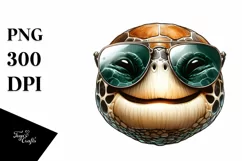 Funny Cute Turtle Sunglasses Portrait Sticker Product Image 3