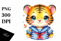 Vibrant Watercolor Cute Tiger Sailor Suit | Sublimation | Product Image 1