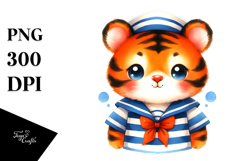 Vibrant Moonlight Tiger Sailor Suit Clipart Product Image 1