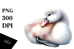 Digital Watercolor Baby Swan PNG Product Image 1