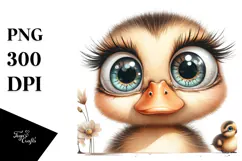 Funny Baby Duck with Popping Eyes PNG Product Image 1