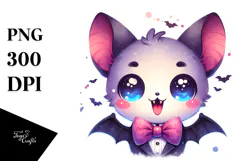 Funny Cute Bat Boy with Spooky Face PNG Product Image 1