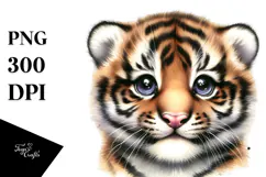 Energetic Tiger with Big Eyes, Lively PNG Product Image 1