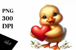 Cute Baby Duck with Heart PNG Product Image 1