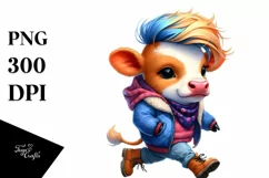 Baby Cow Running, Transparent PNG Product Image 1