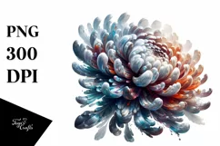 Abstract Detailed Chrysanthemum Watercolor Clipart Product Image 1