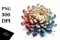 Abstract Detailed Chrysanthemum Watercolor Clipart Product Image 1