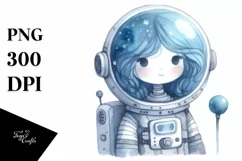 Blueish Astronaut Girl | Clipart Product Image 3