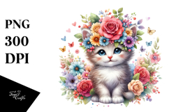 a Vibrant Flower Crown Kitten PNG Product Image 1