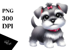 Watercolor Baby Cartoon Miniature Schnauzer, PNG Product Image 1