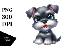 Watercolor Baby Cartoon Miniature Schnauzer, PNG Product Image 1