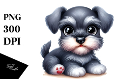 Watercolor Baby Cartoon Miniature Schnauzer, PNG Product Image 1