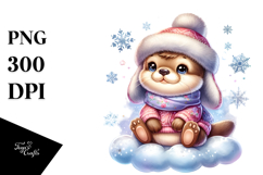 Cute Otter with Gift Box PNG Product Image 1