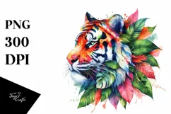 Vibrant Watercolor Tiger, Transparent PNG Product Image 1