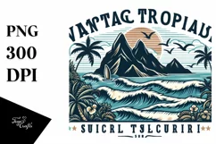 Vintage Tropical Island Surf Clipart Product Image 3
