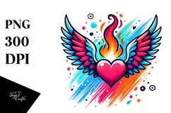 Paintbrush Style Heart Wings, Transparent PNG Product Image 1