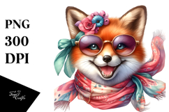 Smiling Fox with Silk Scarf PNG Product Image 1