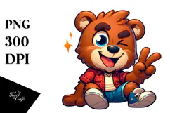 Goofy Cartoon Bear PNG Product Image 1