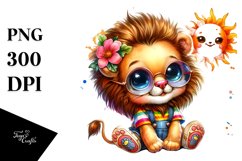Baby Lion with Summer Clothes, Colorful PNG Product Image 1