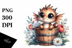 Watercolor Baby Dragon with Big Eyes Product Image 3