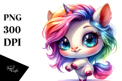 Funny Cute Baby Unicorn with Cool Hair PNG Product Image 1