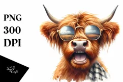 Cow Sublimation Clipart Highland Cow Portrait Product Image 1