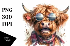 Cow Sublimation Clipart Highland Cow Portrait Product Image 3