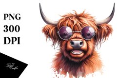 Cow Sublimation Clipart Highland Cow Portrait Product Image 3
