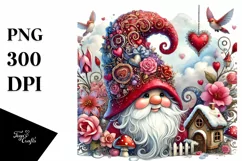 Detailed Valentines Gnome with Large Hat PNG Product Image 1