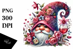 Detailed Valentines Gnome with Large Hat PNG Product Image 1