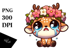 Ridiculously Cute Cartoon Deer with Flower Crown, Product Image 1