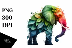 Vibrant Watercolor Elephant, Transparent PNG Product Image 1
