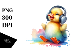 Colorful Baby Duck Listening Music | Clipart Product Image 1