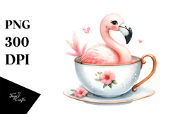Colorful Flamingo Teacup Clipart Product Image 1