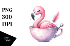 Colorful Flamingo Teacup Clipart Product Image 1