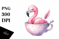 Colorful Flamingo Teacup Clipart Product Image 3