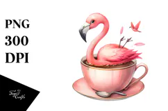 Colorful Flamingo Teacup Clipart Product Image 1