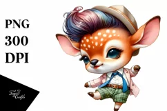 Cute Deer with Cool Haircut, Modest PNG Product Image 1