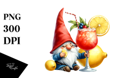 Whimsical Gnome Drinking Cocktail PNG Product Image 1