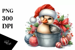 Cute Goose with Santa Hat, High Detail PNG Product Image 1