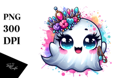 Cute Ghost with Glam Accessories PNG Product Image 1