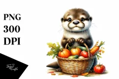 Quirky Baby Otter Watercolor Clipart Product Image 1