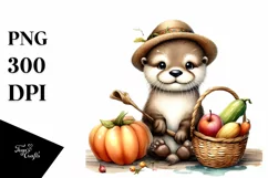 Quirky Baby Otter Watercolor Clipart Product Image 1